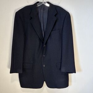 Charles Jourdan  Navy Blue 100% Wool Woven Navy Color  3 Button Blazer Size 44 R